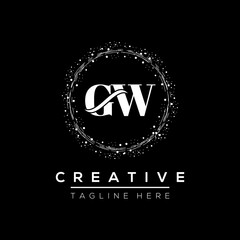 Fototapeta premium Initial Letter GW logo template. Monnogram, delicate floral design ,Vector design