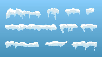 Ice snow cap vector collection set in winter seasons isolated on white background , Vector illustration EPS 10