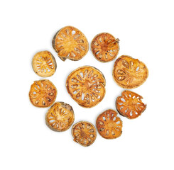 Dry Bael fruit - Slices of dry Bael fruit isolated on transparent background (.PNG) (Top view)