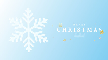 Fototapeta premium Merry Christmas with snowflakes , on blue background with bokeh , Flat Modern design, illustration Vector EPS 10
