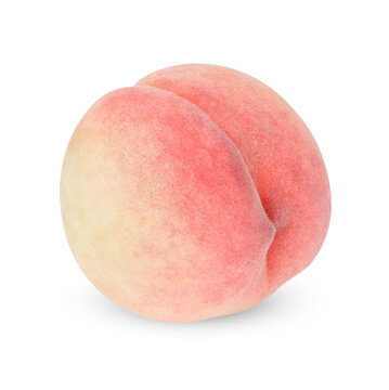 Fresh peach with leaves isolated on transparent background (.PNG)