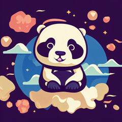 sticker of cute chubby baby Panda wearing a street