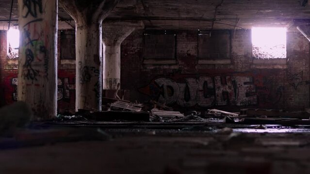 Leaky basement in creepy old abandoned factory