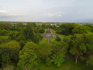 Aerial view of Candi Bubrah, part of prambanan temple in Indonesia