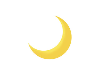 Fototapeta na wymiar Thin gradient golden yellow crescent moon icon on transparent background