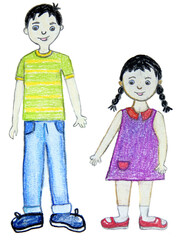 Cute illustration of two kids