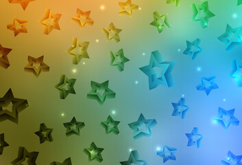 Light Blue, Yellow vector backdrop with small and big stars.