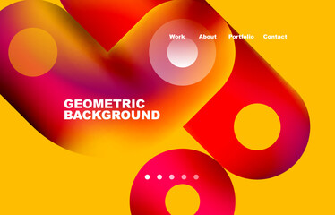 Circles and round shapes landing page abstract geometric background. Web page for website or mobile app wallpaper
