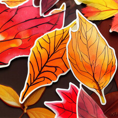 autumn leaf watercolor sticker