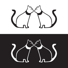 Black and white cat  animal logo design 