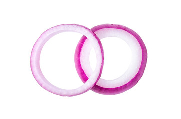 Sliced red onion rings isolated on transparent png