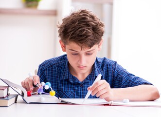 Kid preparing for school at home