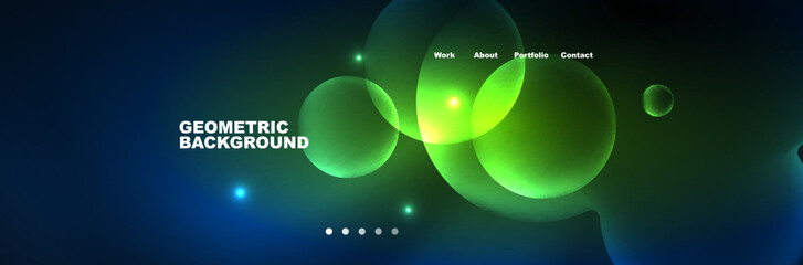 Shiny neon circles and bubbles, dark abstract background with blurred magic neon light, wallpaper design