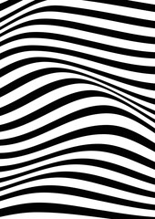 Black and White Wavy Strip Lines Background Template Design