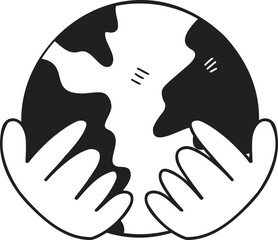 Hand Drawn earth and hand illustration