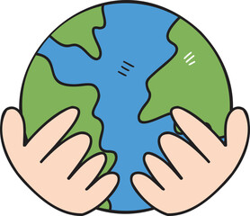 Hand Drawn earth and hand illustration