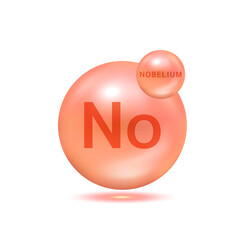 Nobelium molecule models red. Ecology and biochemistry concept. Isolated spheres on white background. 3D Vector Illustration.