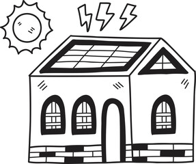Fototapeta premium Hand Drawn house with solar illustration