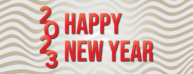 Text Effect 2023 Happy New Year with Wavy Lines Template Design