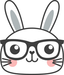 Cute Rabbit Head Cartoon. Head Rabbit. Cute Easter Rabbit Head. 