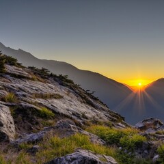 Fototapeta premium sunset in the mountains