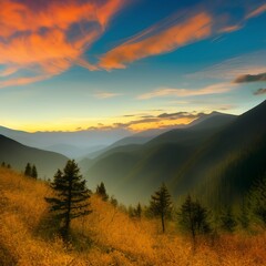 sunset in the mountains