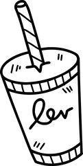 Hand Drawn Paper cups and straws illustration