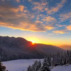 sunrise in the mountains