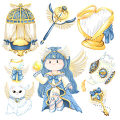 set of cartoon blue angels