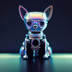 iridescent chrome chihuahua robot