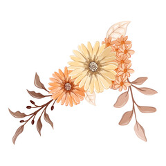 Orange Watercolor Flower Arrangement