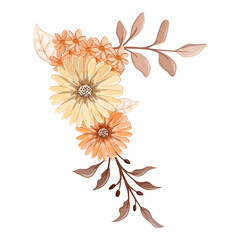 Orange Watercolor Flower Arrangement
