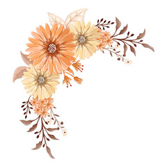 Orange Watercolor Flower Arrangement