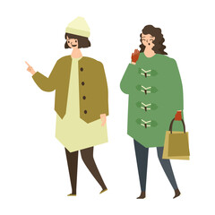 ショッピングする女友達のイラスト