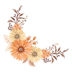 Orange Watercolor Flower Arrangement