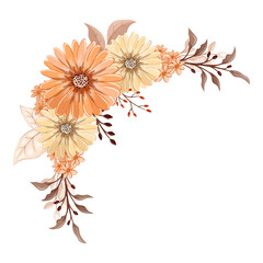Orange Watercolor Flower Arrangement