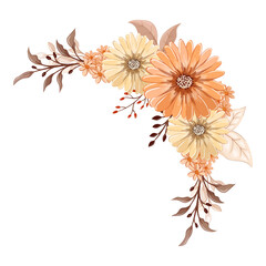 Orange Watercolor Flower Arrangement
