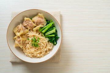 dried egg noodles with pork wonton or pork dumplings without soup