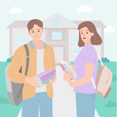 Vector person in campus