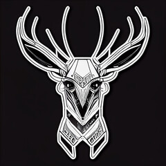 robo reindeer, badass, Sticker, Black border