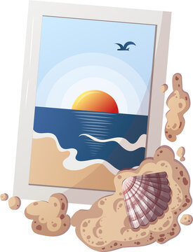summer holiday picture and shells illustration