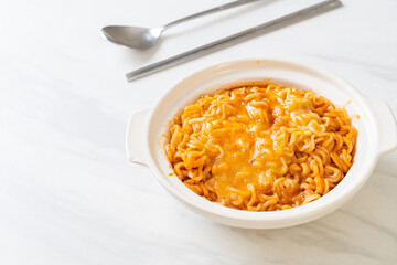 spicy instant noodle with cheese