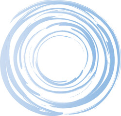 絵筆で描いたようなシンプルな渦を巻く青色の円形フレーム