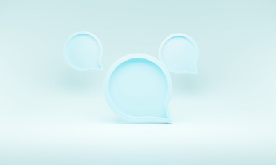 3d social media notification icon in chat bubble blue on blue background 3D illustration rendering