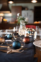 Obraz na płótnie Canvas Decorated Christmas table setting