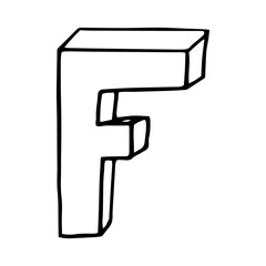 letter F hand drawn in doodle style.