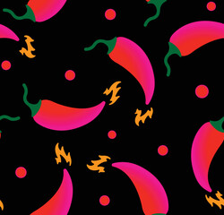 Spicy Chili hot Seamless Vector pattern