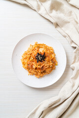 kimchi fried rice with seaweed and white sesame