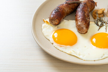 double fried egg with pork sausage