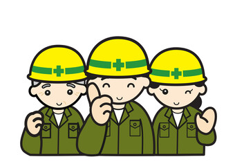 笑顔の建築作業員たち